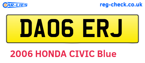 DA06ERJ are the vehicle registration plates.