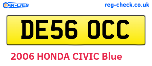 DE56OCC are the vehicle registration plates.