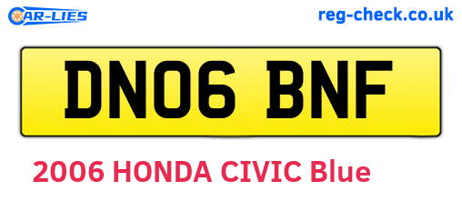 DN06BNF are the vehicle registration plates.