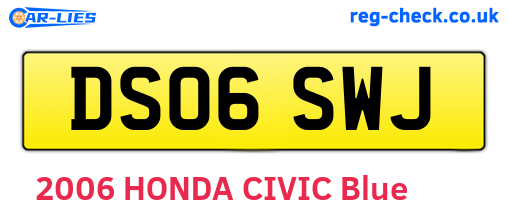 DS06SWJ are the vehicle registration plates.