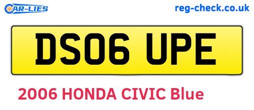 DS06UPE are the vehicle registration plates.