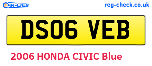 DS06VEB are the vehicle registration plates.