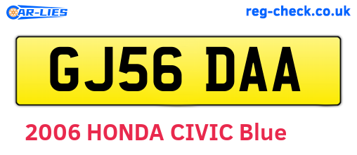 GJ56DAA are the vehicle registration plates.