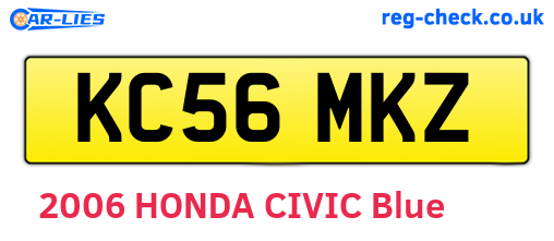 KC56MKZ are the vehicle registration plates.