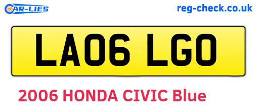 LA06LGO are the vehicle registration plates.