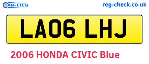 LA06LHJ are the vehicle registration plates.