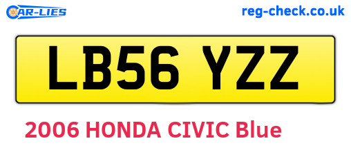 LB56YZZ are the vehicle registration plates.
