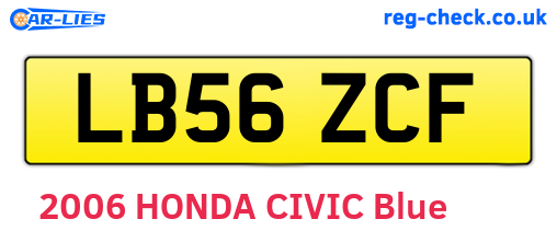 LB56ZCF are the vehicle registration plates.