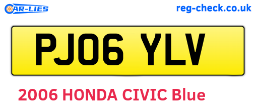 PJ06YLV are the vehicle registration plates.