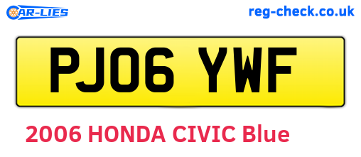 PJ06YWF are the vehicle registration plates.