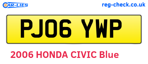 PJ06YWP are the vehicle registration plates.