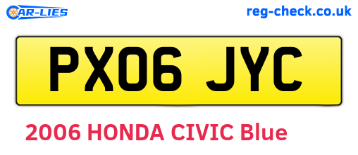 PX06JYC are the vehicle registration plates.