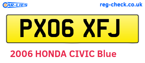 PX06XFJ are the vehicle registration plates.