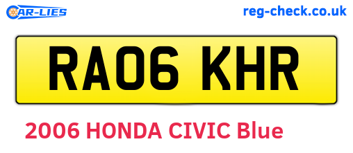 RA06KHR are the vehicle registration plates.