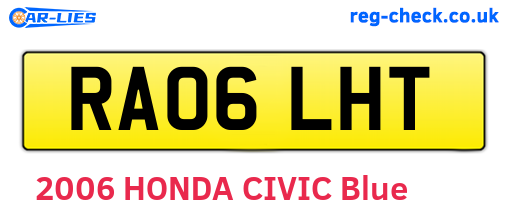 RA06LHT are the vehicle registration plates.