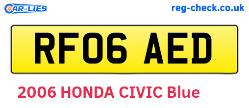 RF06AED are the vehicle registration plates.