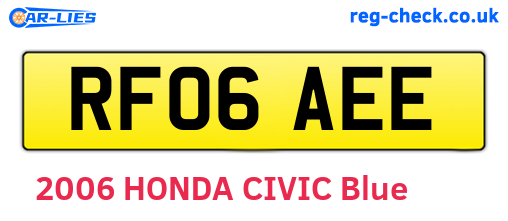 RF06AEE are the vehicle registration plates.