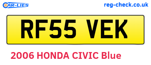 RF55VEK are the vehicle registration plates.