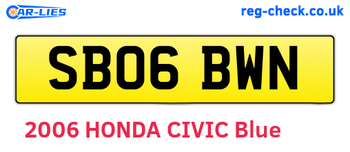 SB06BWN are the vehicle registration plates.