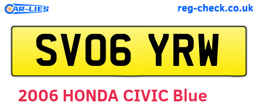 SV06YRW are the vehicle registration plates.