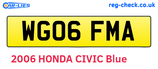 WG06FMA are the vehicle registration plates.