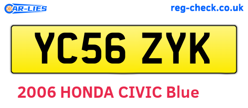 YC56ZYK are the vehicle registration plates.