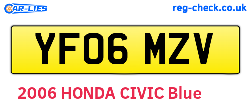 YF06MZV are the vehicle registration plates.