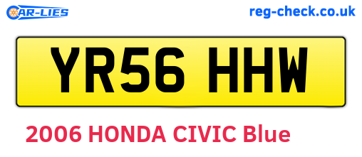 YR56HHW are the vehicle registration plates.