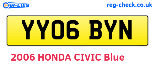 YY06BYN are the vehicle registration plates.