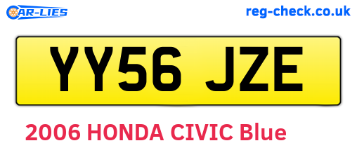 YY56JZE are the vehicle registration plates.