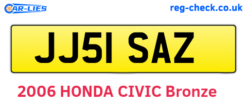 JJ51SAZ are the vehicle registration plates.