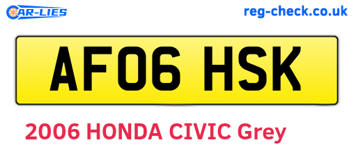 AF06HSK are the vehicle registration plates.