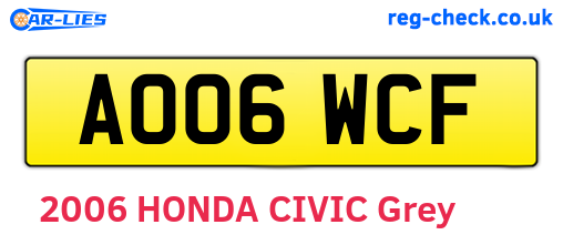AO06WCF are the vehicle registration plates.