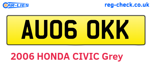 AU06OKK are the vehicle registration plates.