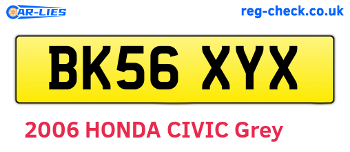 BK56XYX are the vehicle registration plates.