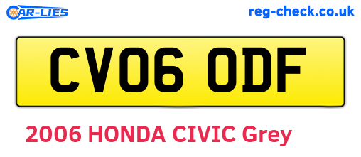 CV06ODF are the vehicle registration plates.