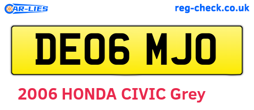 DE06MJO are the vehicle registration plates.