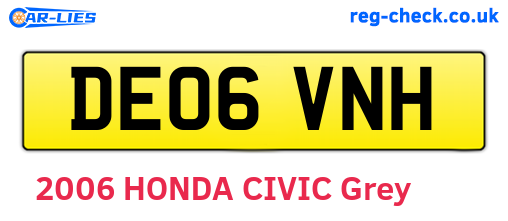 DE06VNH are the vehicle registration plates.