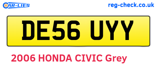 DE56UYY are the vehicle registration plates.