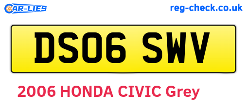 DS06SWV are the vehicle registration plates.