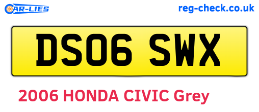 DS06SWX are the vehicle registration plates.