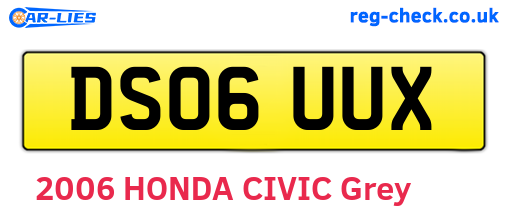 DS06UUX are the vehicle registration plates.