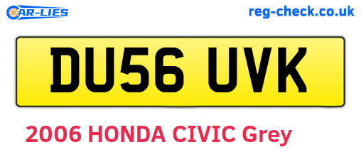 DU56UVK are the vehicle registration plates.