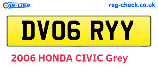DV06RYY are the vehicle registration plates.