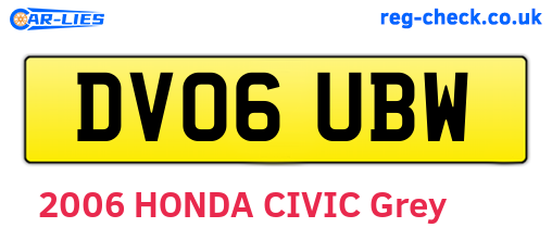DV06UBW are the vehicle registration plates.