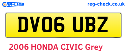 DV06UBZ are the vehicle registration plates.