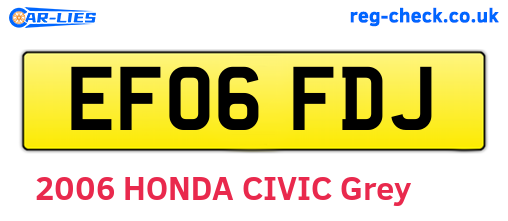 EF06FDJ are the vehicle registration plates.