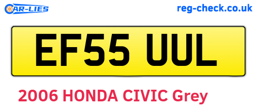 EF55UUL are the vehicle registration plates.