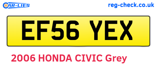 EF56YEX are the vehicle registration plates.