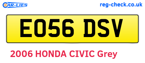 EO56DSV are the vehicle registration plates.